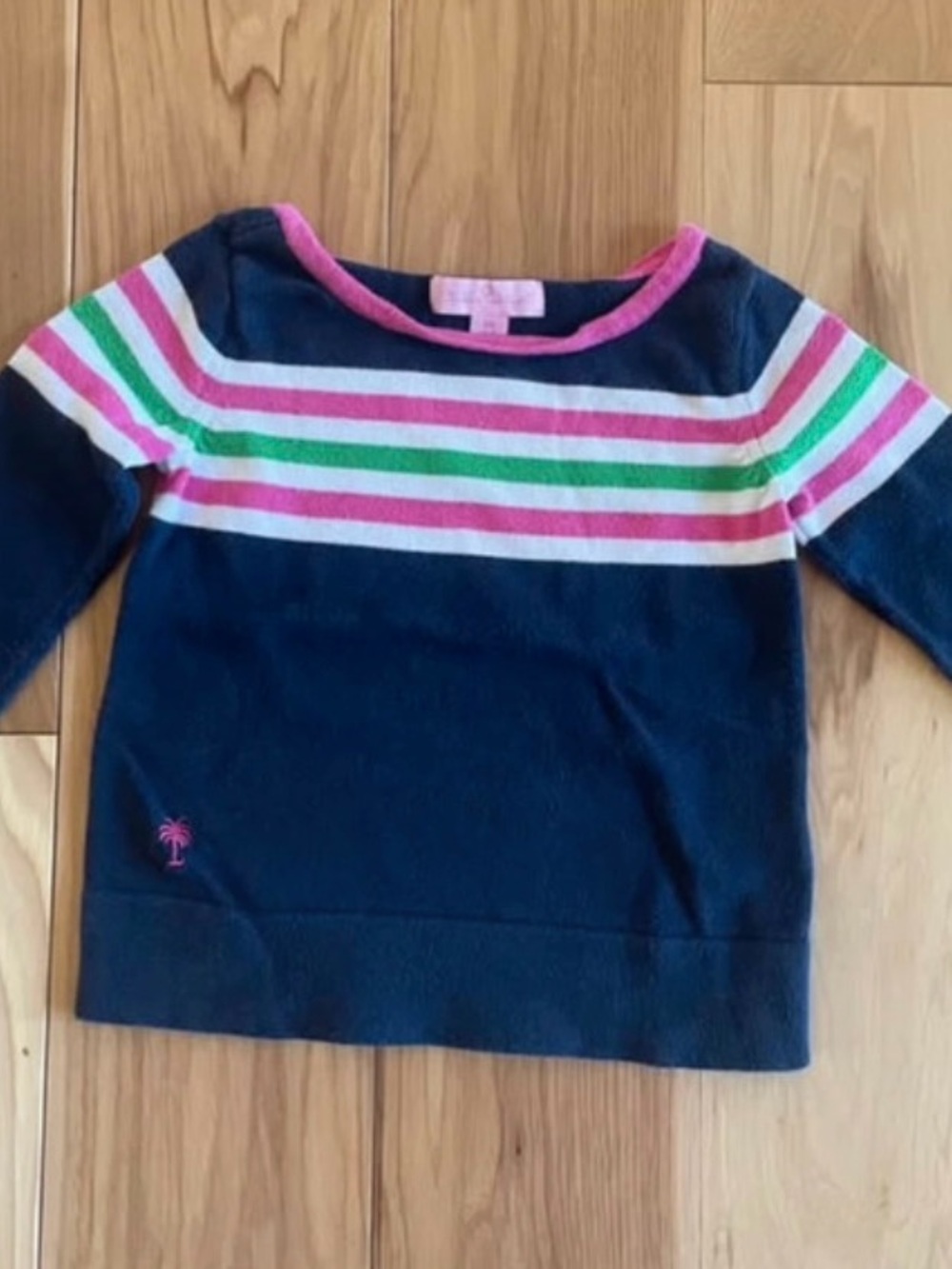 Lilly Pulitzer Navy Sweater with Pink & Green Stripes